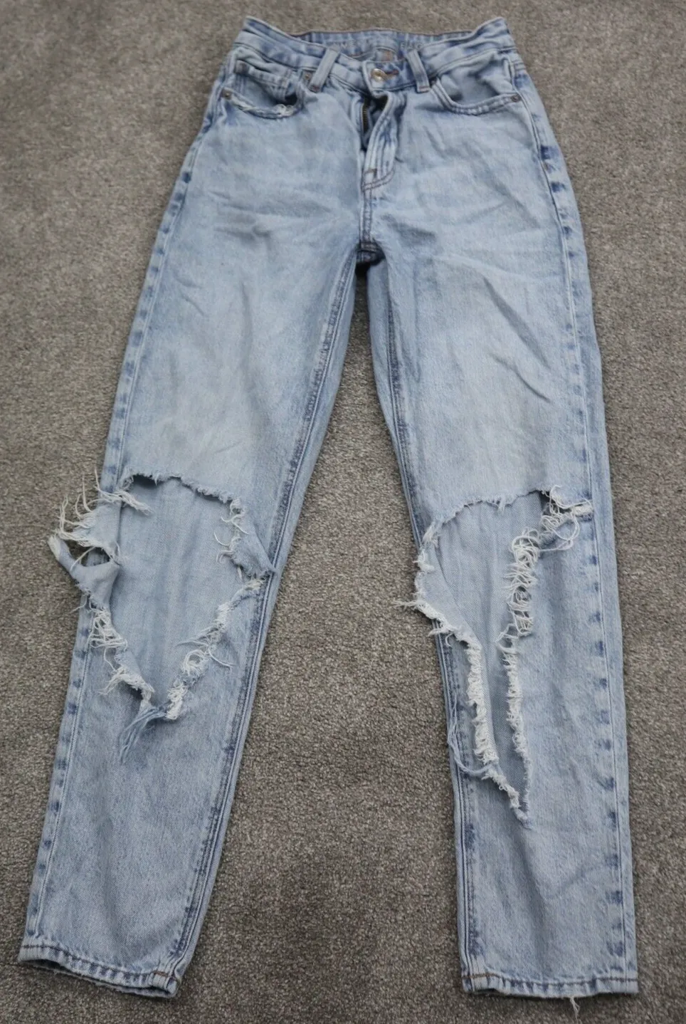 American Eagle Womens Stretch Distressed Denim Jeans High Rise Blue Size 00