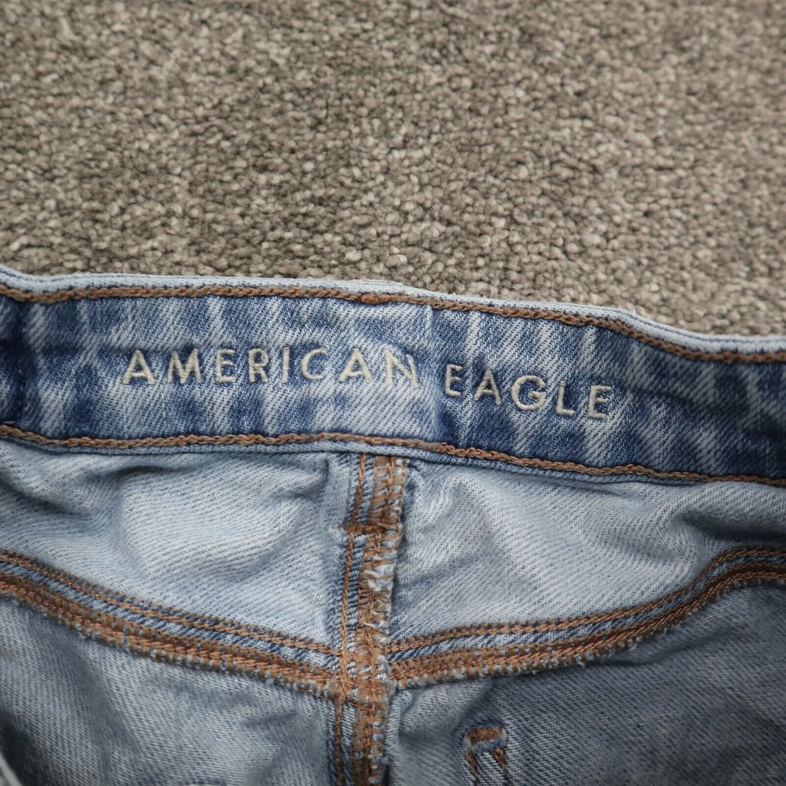 American Eagle Womens Stretch Distressed Denim Jeans High Rise Blue Size 00