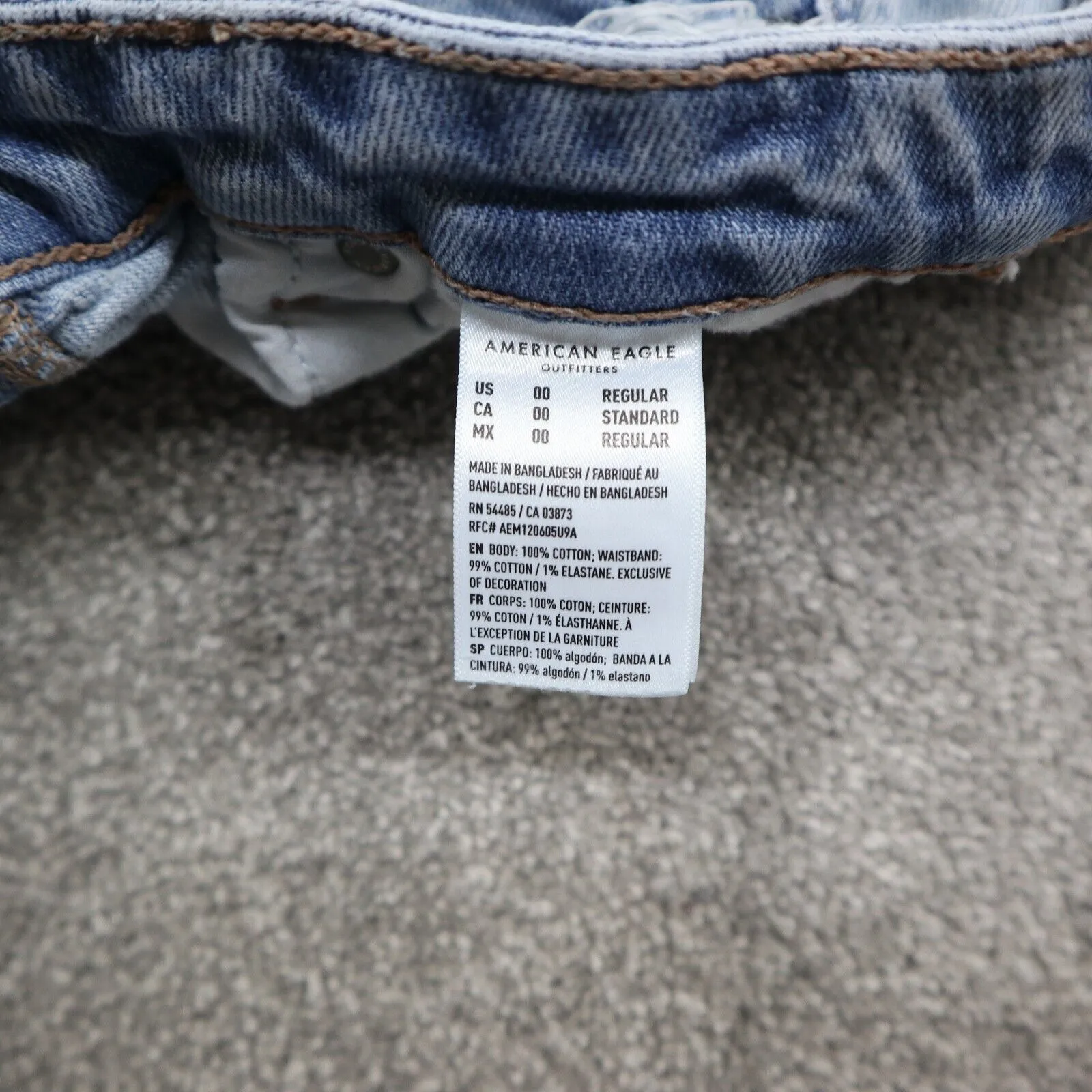 American Eagle Womens Stretch Distressed Denim Jeans High Rise Blue Size 00