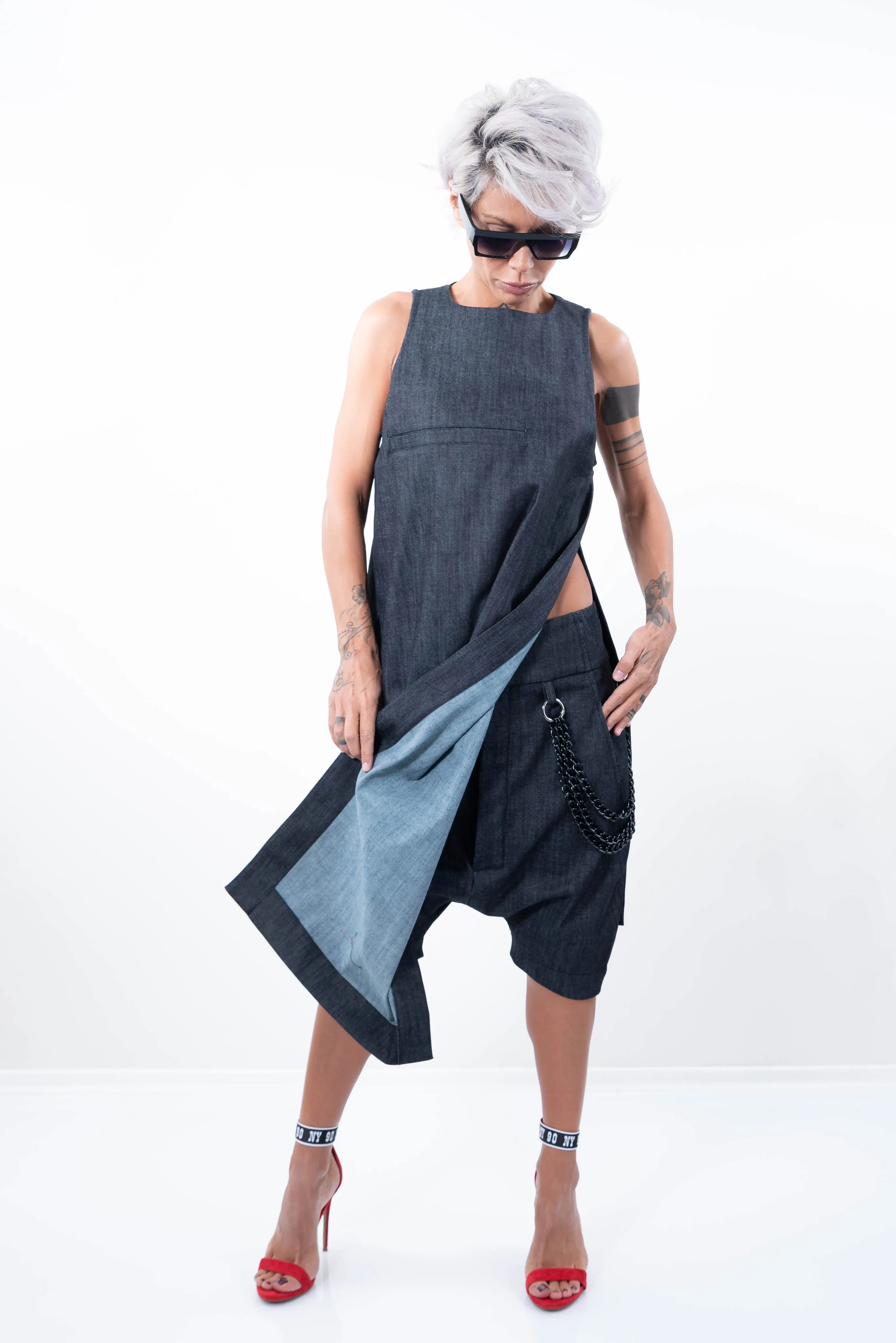 Denim Loose Casual Drop Crotch Harem Pants