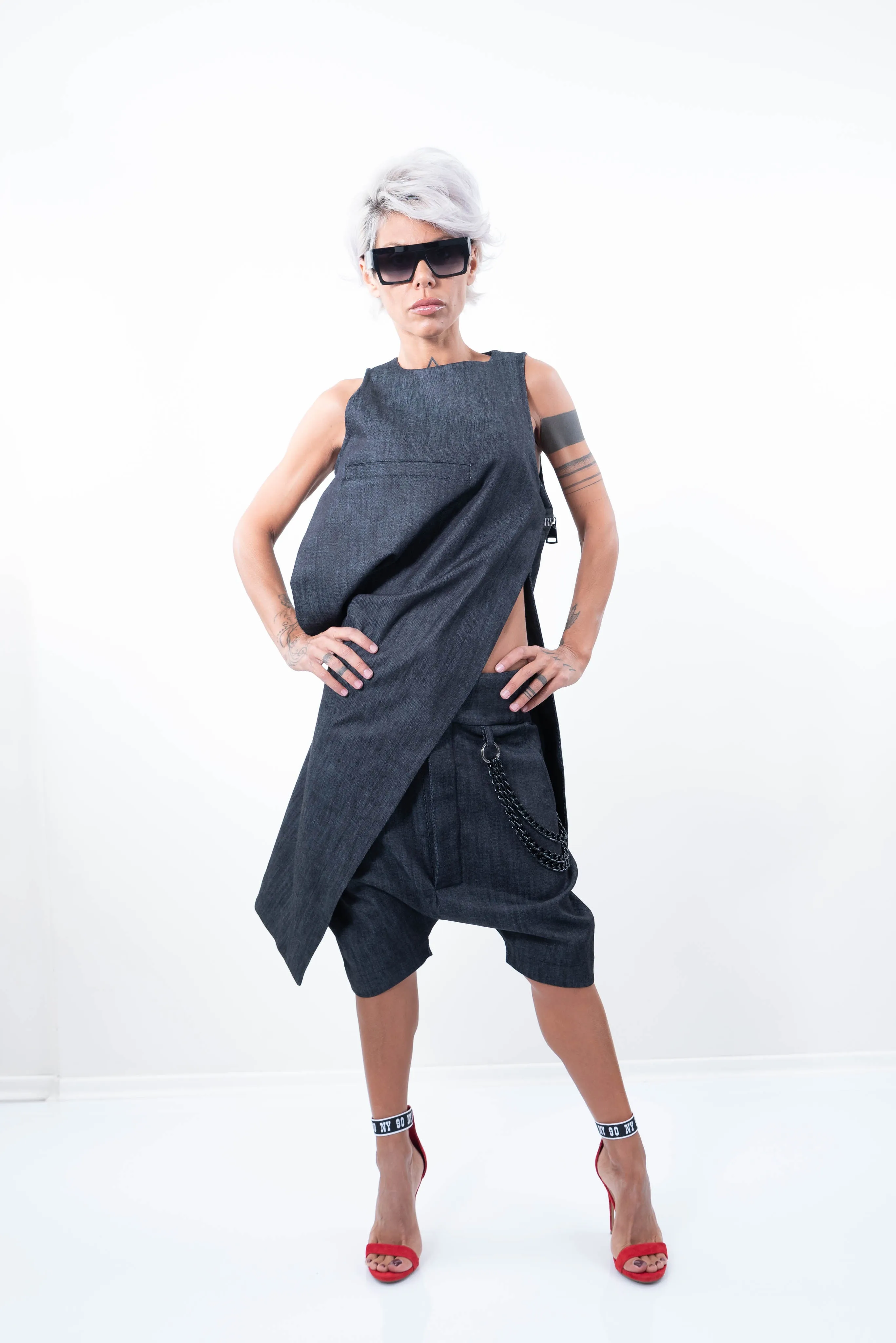 Denim Loose Casual Drop Crotch Harem Pants
