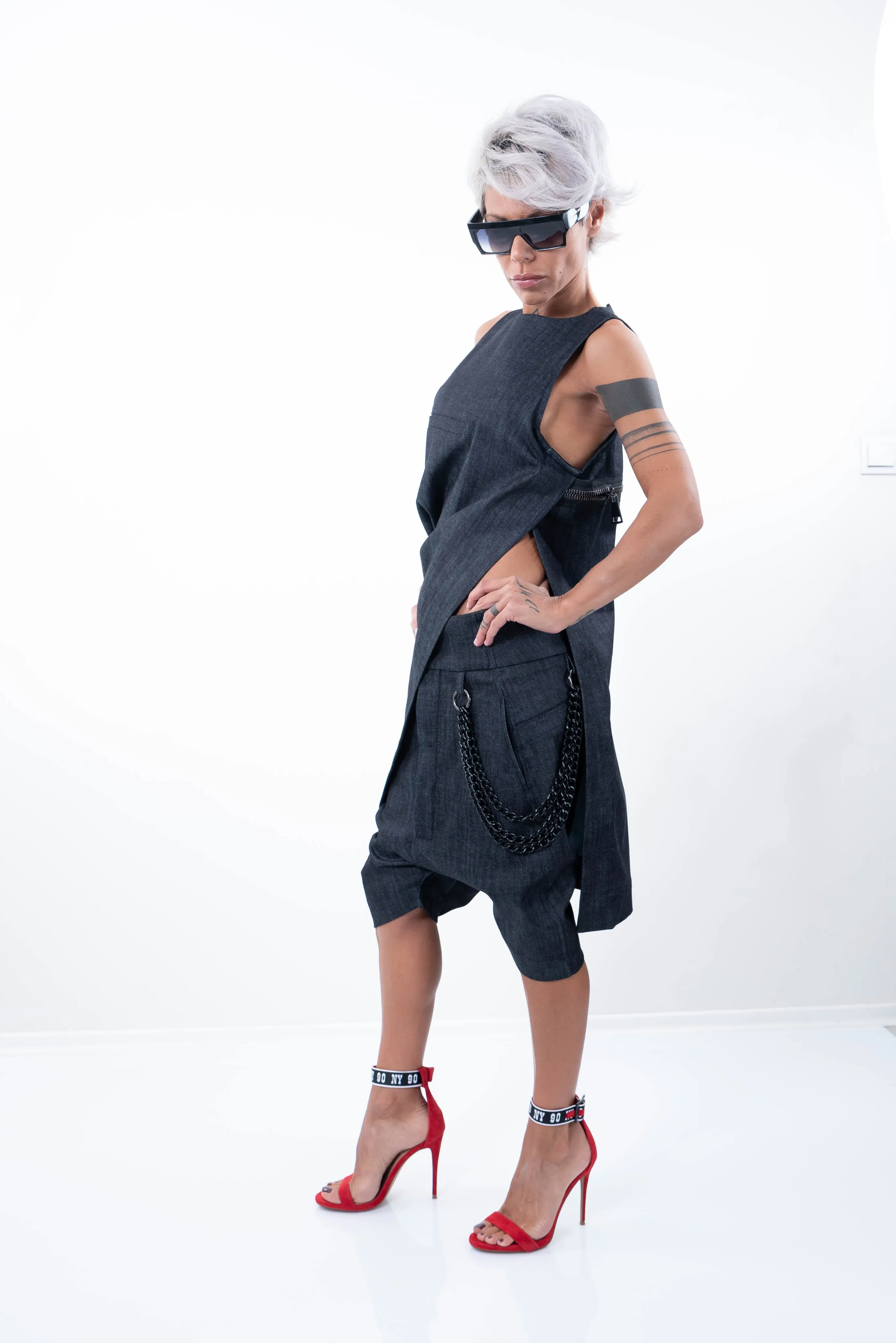 Denim Loose Casual Drop Crotch Harem Pants