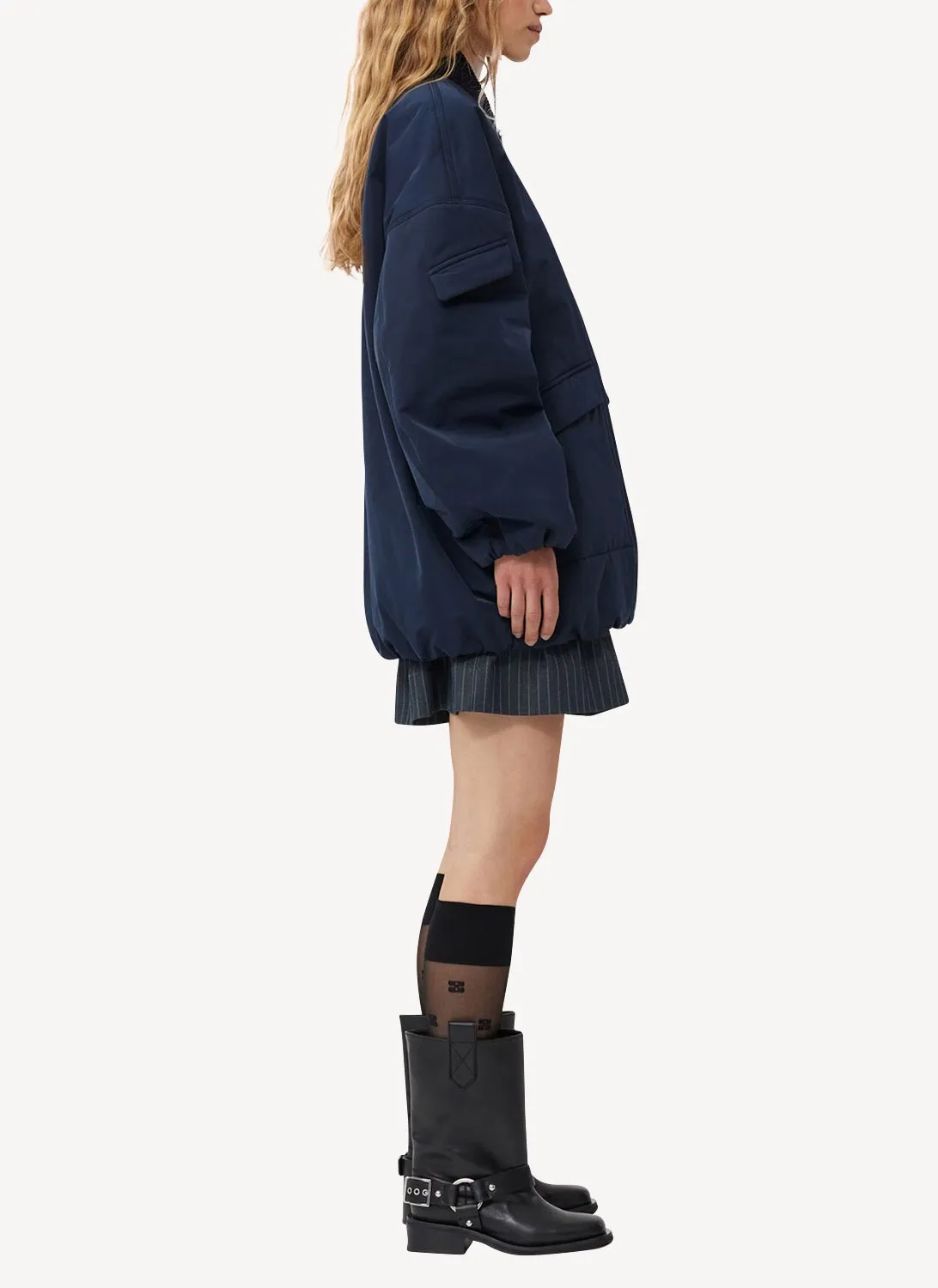 Ganni - Bomber - Dark Blue - Femme