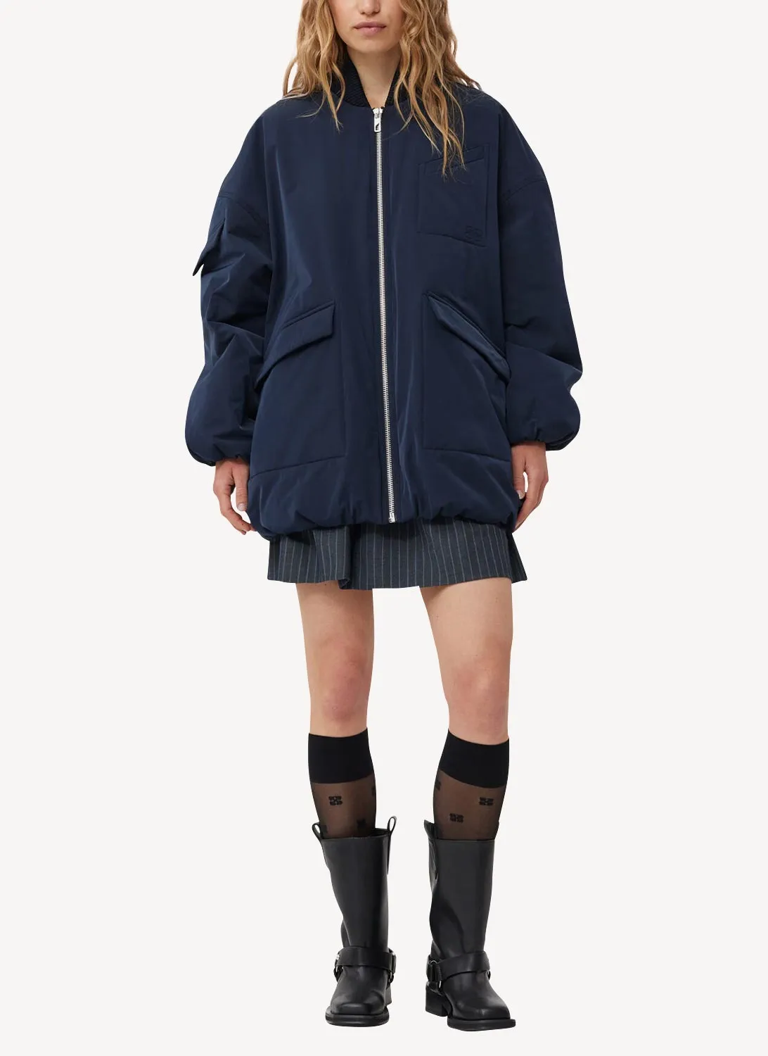 Ganni - Bomber - Dark Blue - Femme