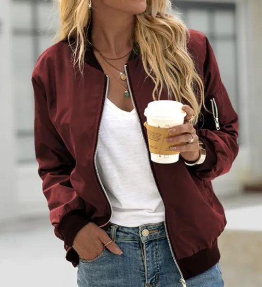 Ivyshape | Classic Bomber Jacket for Women