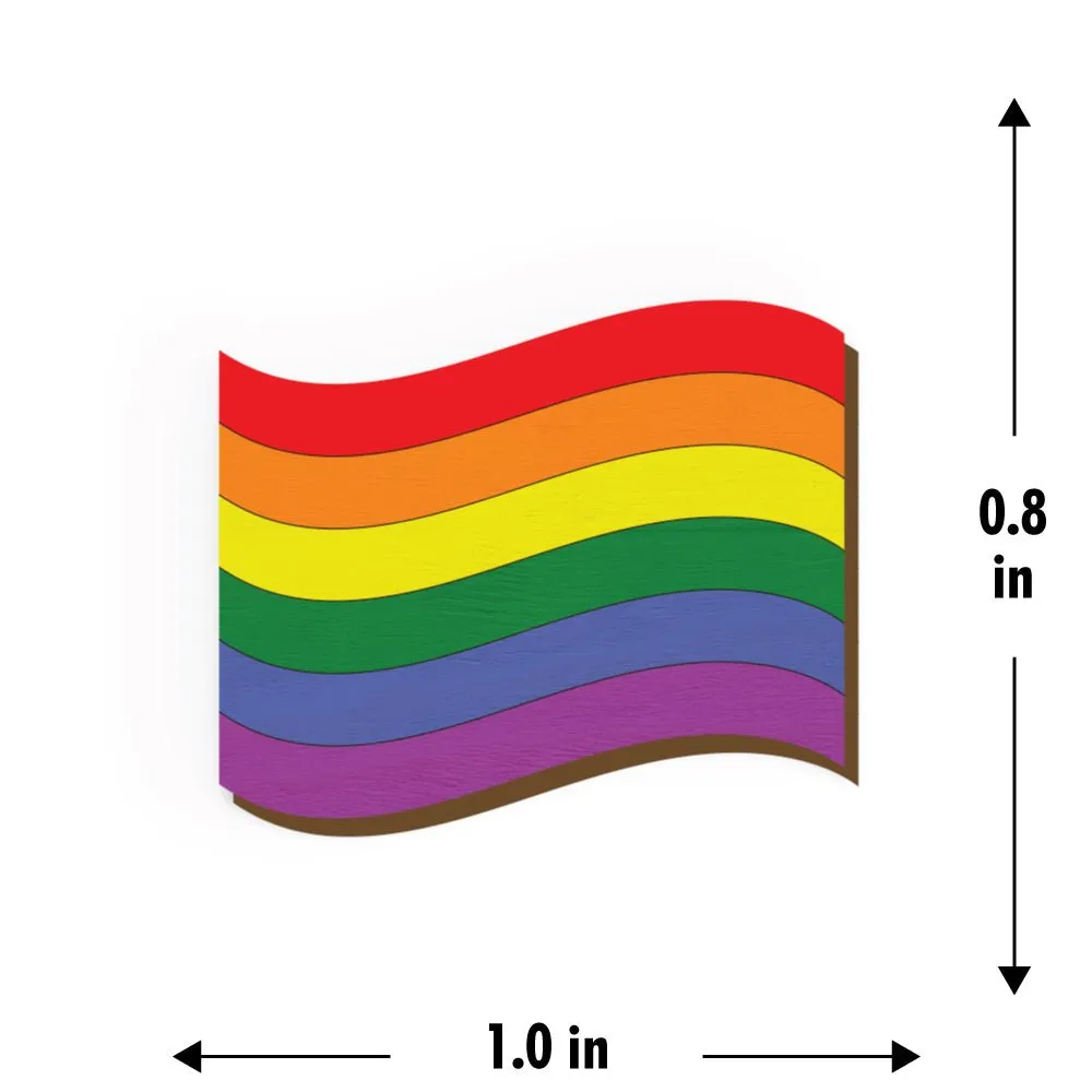 Pride Flag Hand Painted Wooden Pin