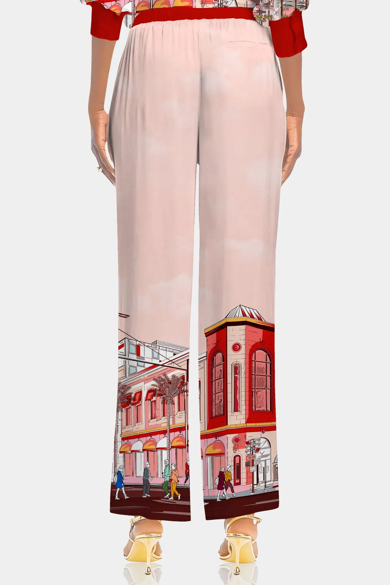 Rodeo Drive Print Womens Plazzo Pants