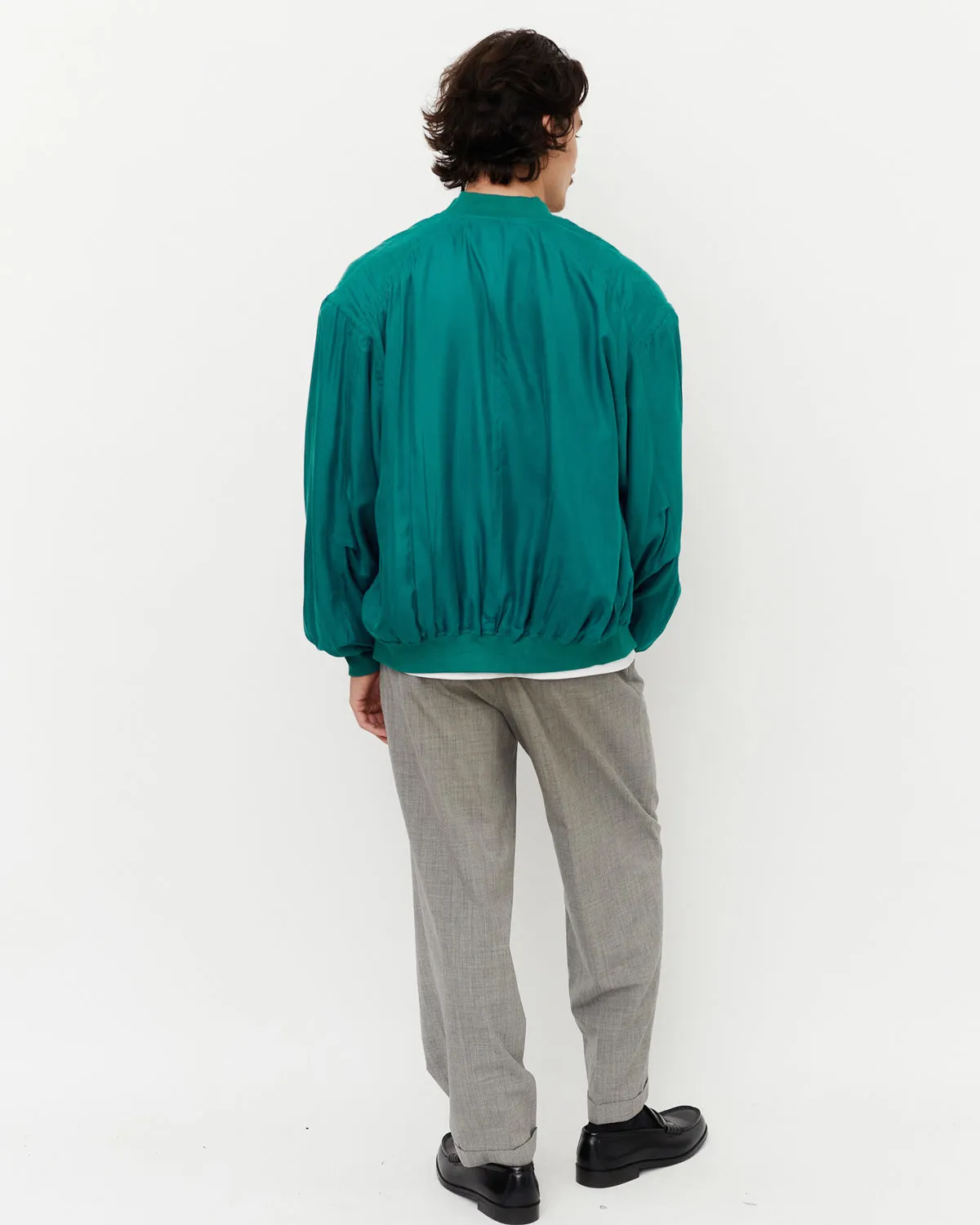 Silk Bomber Jacket / Green
