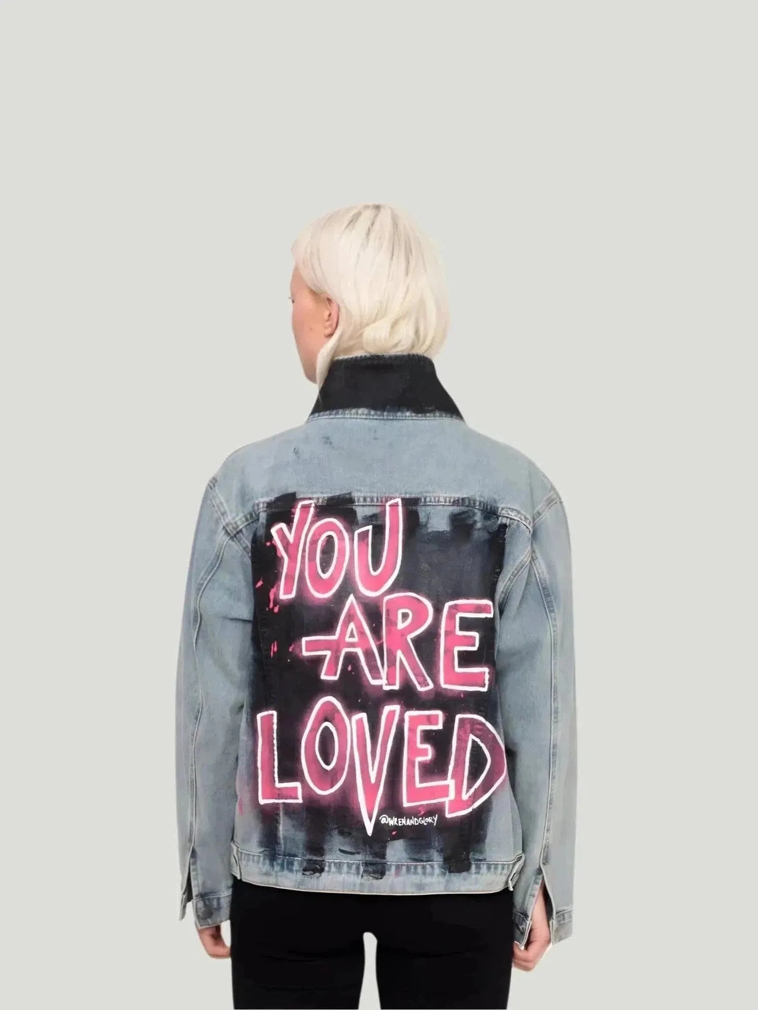Wren   Glory '4EVA LOVED' Hand Painted Denim Jacket